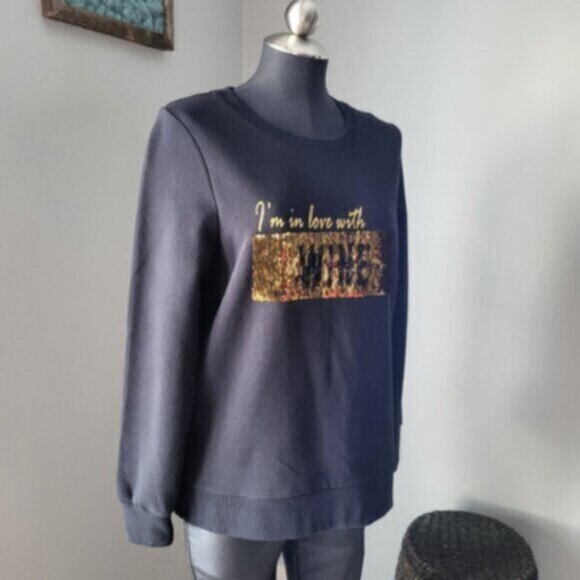 Alison Sheri Organic Cotton Sequined Sweatshirt Size Small - Picture 3 of 13